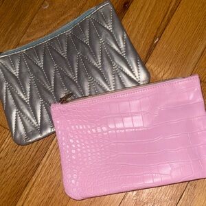 Silver and Pink Quilted and Croc-Embossed ipsy bags